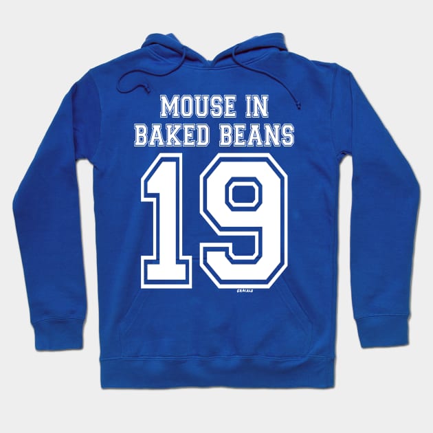 Mouse In Baked Beans Jersey (White Version) Hoodie by Jan Grackle